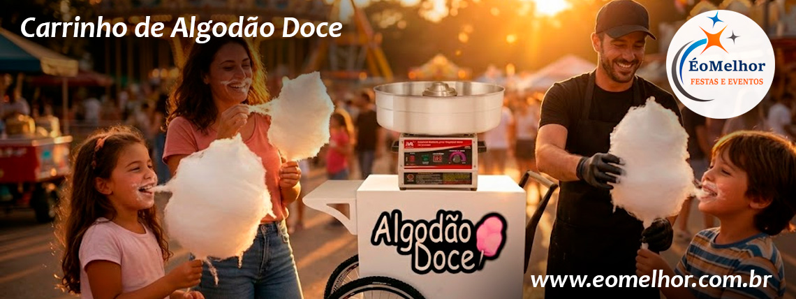 Carrinho de Algodao Doce Branco